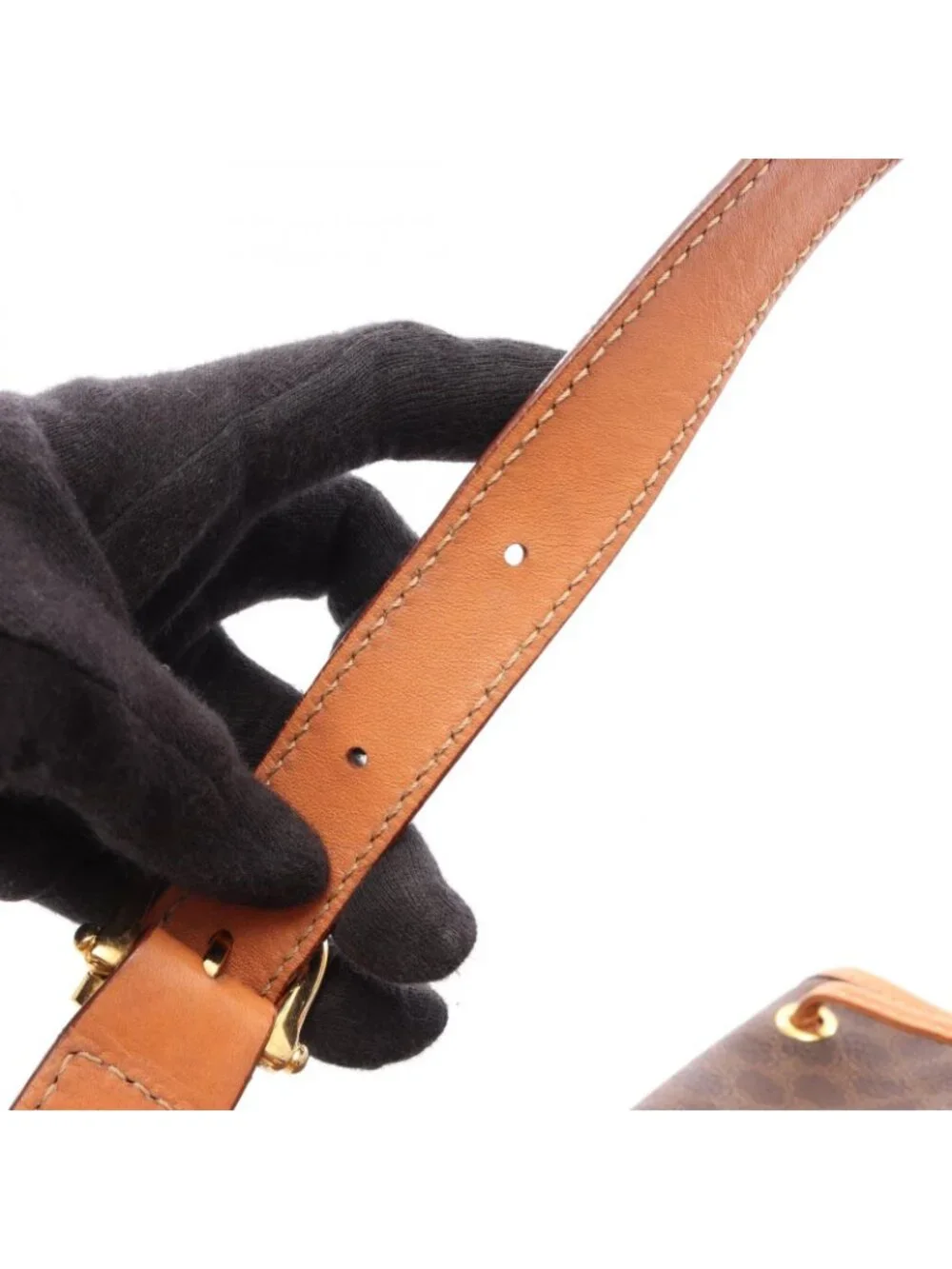 Celine Backpack Macadam Brown Dark Canvas Leather